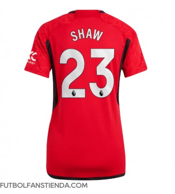 Manchester United Luke Shaw #23 Primera Equipación Mujer 2023-24 Manga Corta